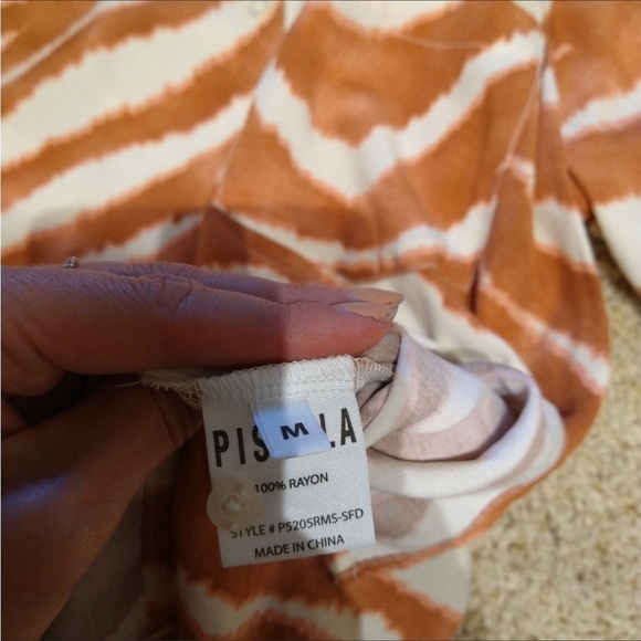 Pistola Women’s Lucy Pajama Top Zebra Print Burnt Orange Button Down Size M - Picture 10 of 10